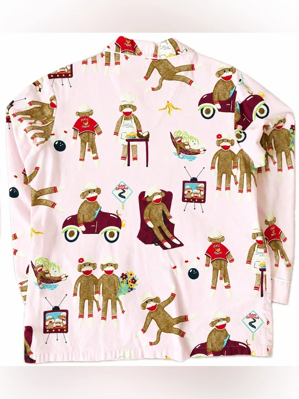 Nick & Nora Pink Women’s Sock Monkey Pajama Set L - Picture 7 of 13